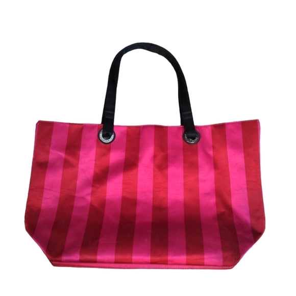Victoria's Secret Sparkle XL Classic Stripe Satin Travel Bag Tote - Picture 2 of 10